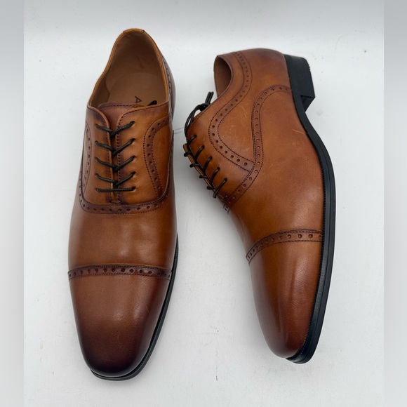 BRAND NEW Aldo Sirari Cap Toe Brogue Oxfords Cognac Brown Leather Men’s Size 10 - Picture 4 of 7